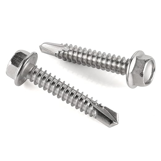 Kanebridge #12 x 1-1/2" Hex Washer Head 410 Stainless Steel Tek Screws - 100 Qty