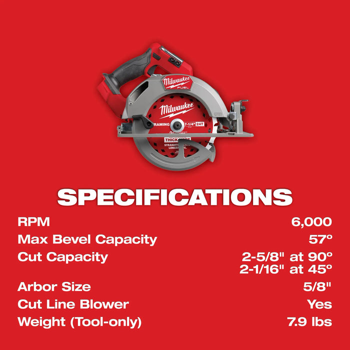 Milwaukee M18 FUEL™ 7-1/4" Circular Saw, (Tool Only)