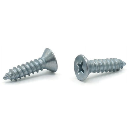 Kanebridge #8 x 2" Phillips Flat Head Zinc and Bake Type AB Self-Tapping Sheet Metal Screws - 100 Qty