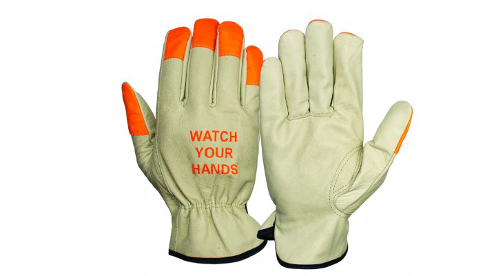 Pyramex Select Grain Cowhide Drivers Gloves with Keystone HiVis Orange Tips - M