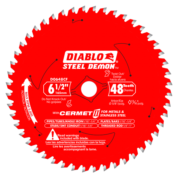 Diablo 6-1/2" x 48-Teeth Steel Demon Cermet II Saw Blade for Medium Metal - 5 Pcs