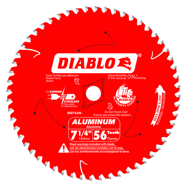 Diablo 7-1/4" x 56-T Thick Aluminum Cutting Saw Blade