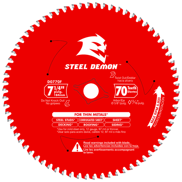 Diablo 7-1/4" x 70-T Steel Demon Carbide-Tipped Saw Blade for Metal