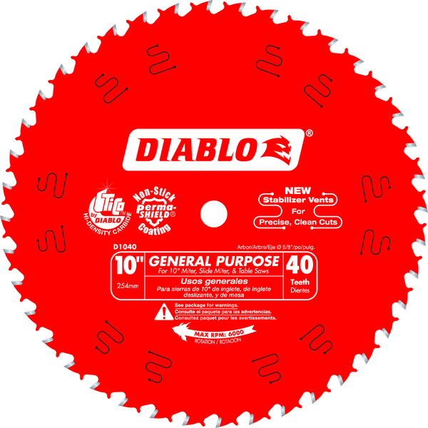 Diablo 10" x 40-Teeth General Purpose Saw Blade for Wood