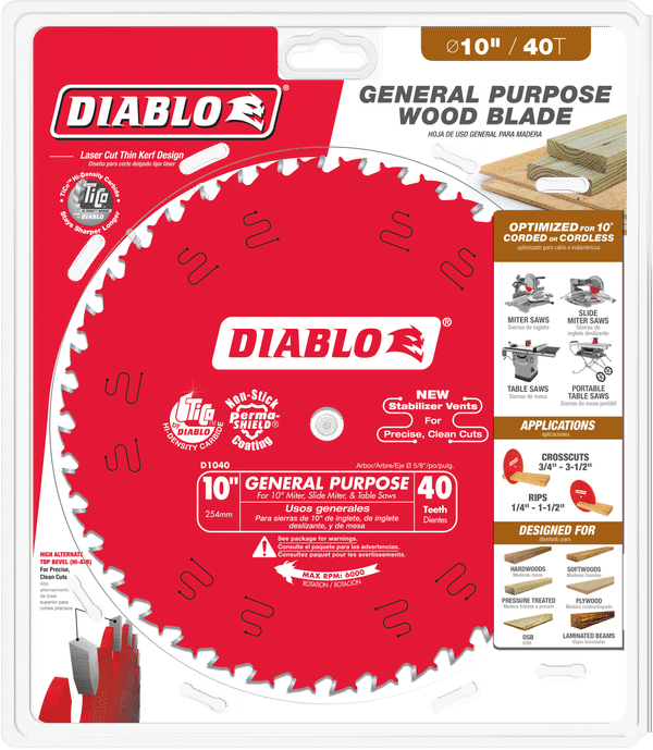 Diablo 10" x 40-Teeth General Purpose Saw Blade for Wood