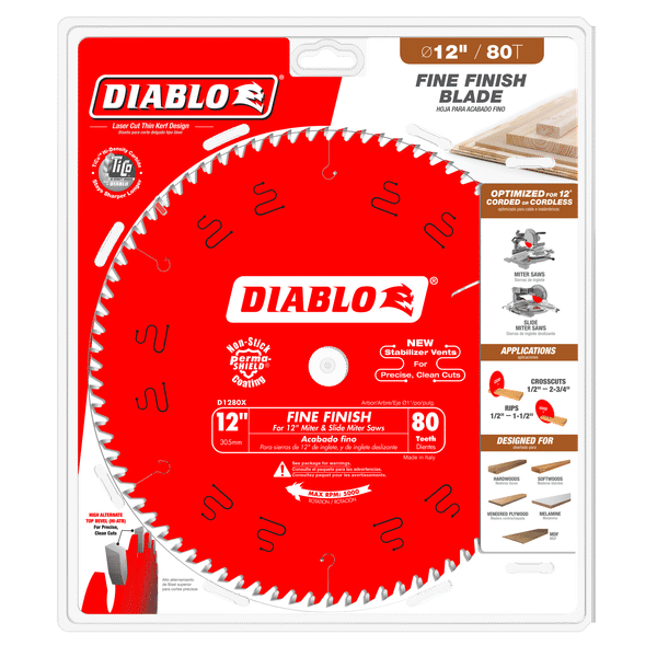 Diablo 12" x 80-Teeth Fine Finish Saw Blade for Wood