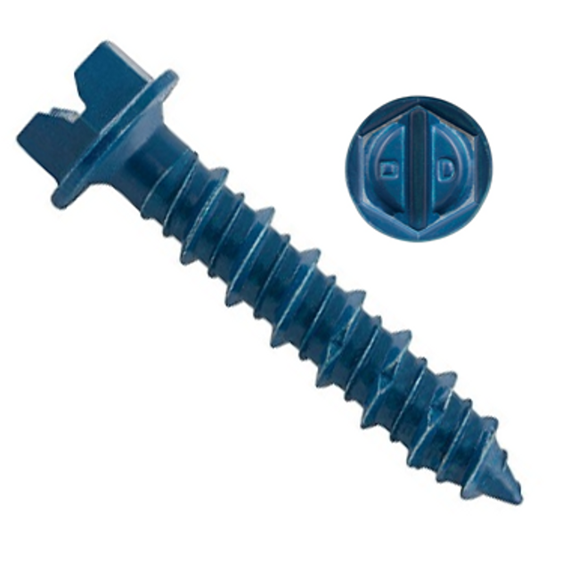 DeWalt Ultracon+™ 3/16" x 3-1/4" Concrete Screw Anchor, Light/Medium Duty, Hex Washer Head, Blue