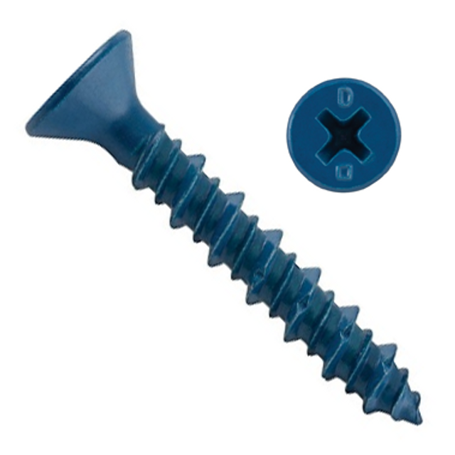 Dewalt UltraCon®+ 3/16" x 2-1/4" Concrete Screw Anchors, Phillips Flat Head, #2 Drive Size, Blue