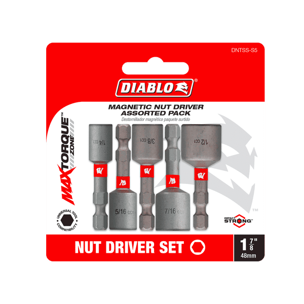 Diablo 1-7/8" Magnetic Nut Driver Assorted Pack - 5 Pcs