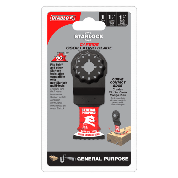 Diablo 1-1/4" AMPED Demo Demon Starlock Carbide Teeth Oscillating Blade for General Purpose Cuts