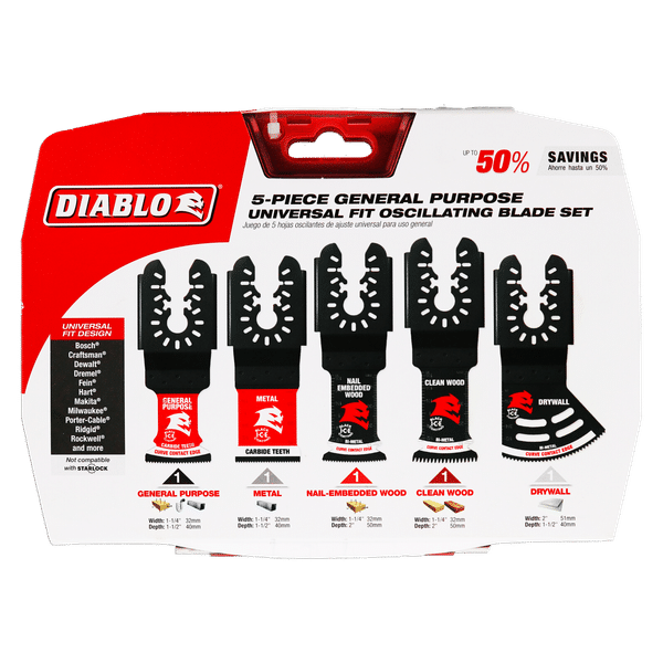 Diablo Universal Fit General Purpose Oscillating Blade Set - 5 Pcs