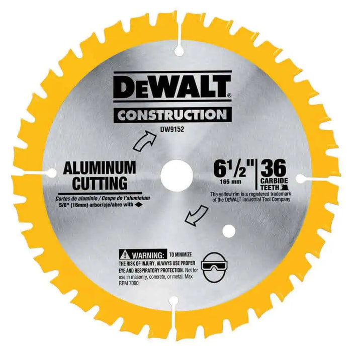 DeWalt 6 1 2 Metal Cutting 36 T Aluminum Circular Saw Blade Power Bolt And Tool