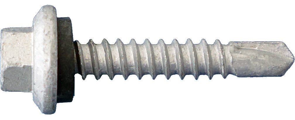 Daggerz™ 14" x 3" Hex Flange Head Self Drill Screws with Rubber Washer, #3 Point, Dagger-Guard Coating - 1000 Qty