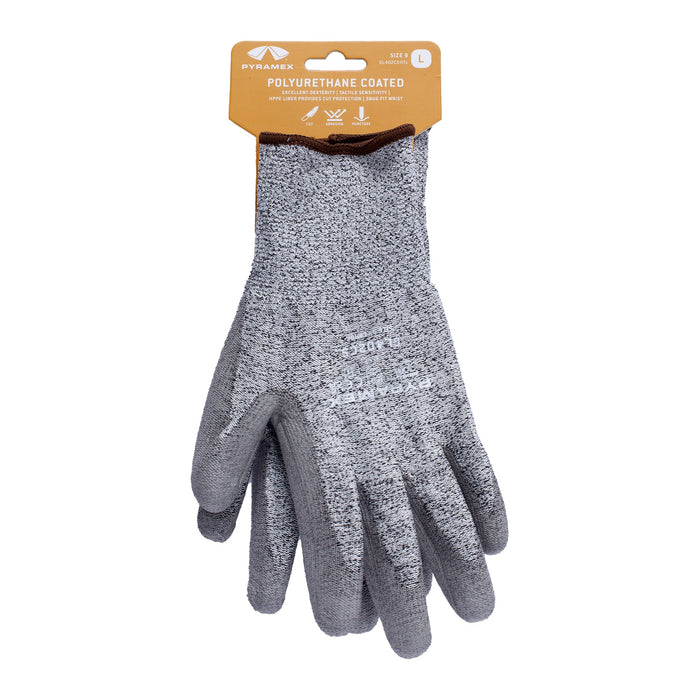 Pyramex 13 Gauge Polyurethane Palm Dipped Coated A4 Cut Resistant Gloves - Hangtag - X3