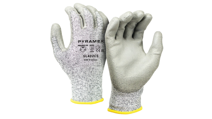 Pyramex 13 Gauge Polyurethane Palm Dipped Coated A4 Cut Resistant Gloves - XS