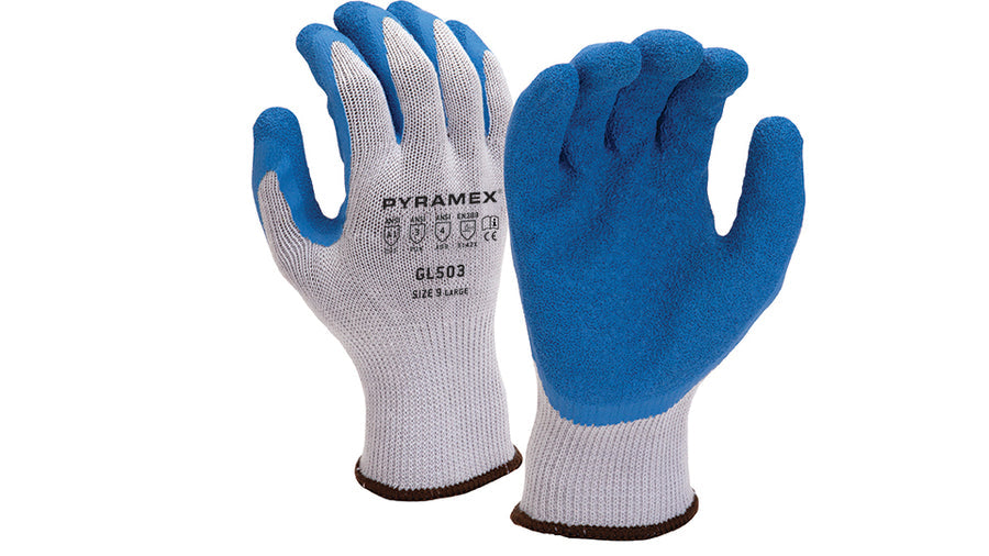 Pyramex 10 Gauge Grinkle Latex Palm Coated Cut Resistant Work Gloves - Vend Pack - L