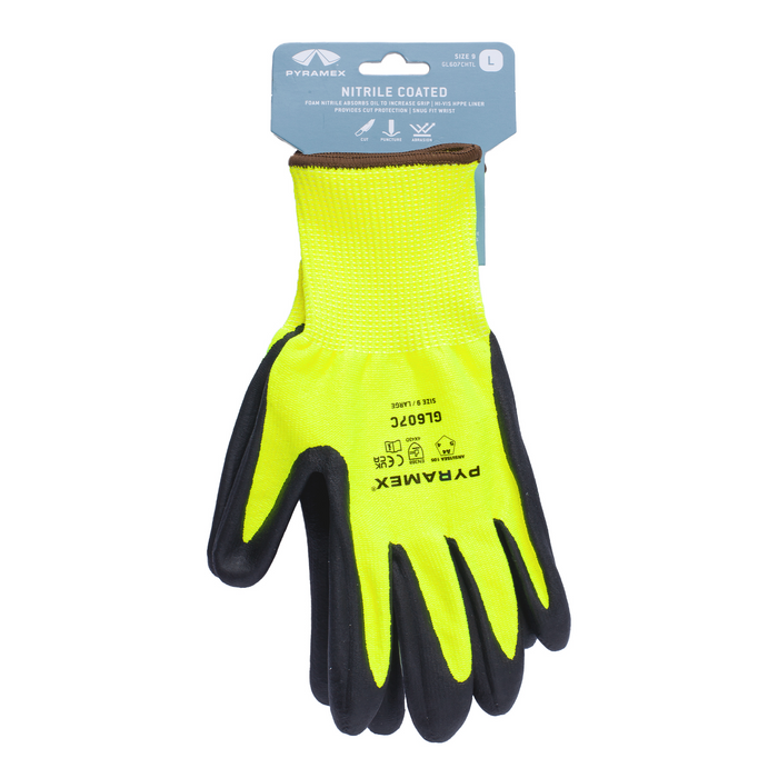 Pyramex 13 Gauge Micro-Foam Nitrile Coated A4 Cut Resistant Work Gloves - Hangtag - L