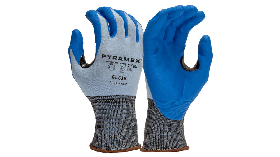 Pyramex 18 Gauge Micro Foam Nitrile Coated A1 Cut Resistant Gloves - L