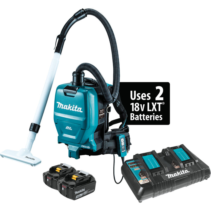 Makita 36V (18V X2) LXT® Brushless 1/2 Gallon HEPA Filter Backpack Dry Dust Extractor/Vacuum Kit, 5.0Ah