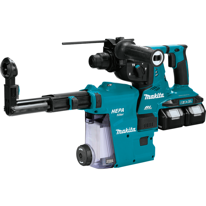 Makita 36V (18V X2) LXT‚® 1-1/8" Brushless SDS PLUS AVT‚® Rotary Hammer Kit with HEPA Dust Extractor, AFT‚®, AWS‚® Capable (5.0Ah)