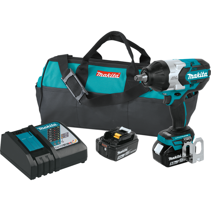 Makita 18V LXT‚® 1/2" Cordless High Torque Square Drive Impact Wrench Kit with Friction Ring Anvil, 5.0Ah