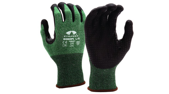 Pyramex 18 Gauge Micro-Foam Nitrile Dotted A3 Cut Thumb Saddle Gloves - XL